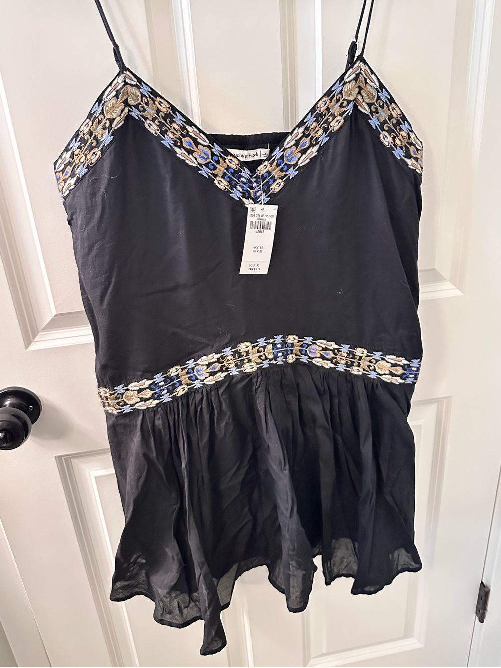 Abercrombie black embroidered romper